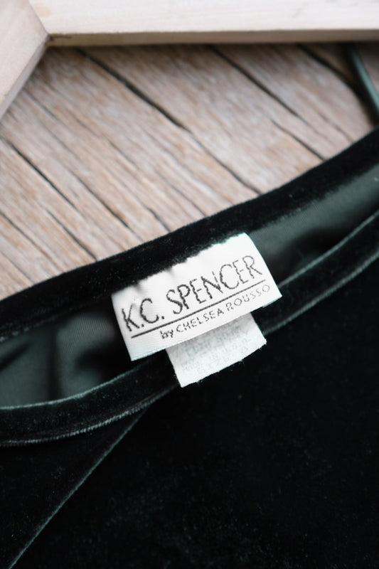 ”K.C. SPENCER” Vintage Velvet Top Made in USA 古著 祖母綠天鵝絨上衣 美國製
