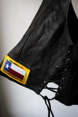 ”Classic Leather” Vintage Rider Vest with Embroidery&Pin 復古刺繡徽章側綁帶機車真皮背心