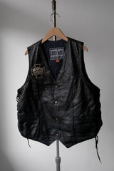 ”BIKER CUIR” Vintage Embroidered Patch Leather Vest 復古刺繡布章機車真皮背心