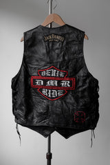 ”BIKER CUIR” Vintage Embroidered Patch Leather Vest 復古刺繡布章機車真皮背心