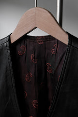 Vintage Leather Buckle Waistcoat Vest Paisley Liner 復古真皮巴黎扣馬甲背心 變形蟲內襯