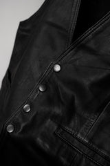 Vintage Leather Buckle Waistcoat Vest Paisley Liner 復古真皮巴黎扣馬甲背心 變形蟲內襯