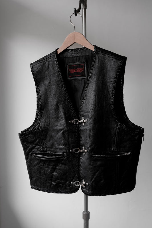 ”L&J” Vintage Leather Metal Hook Vest 復古真皮消防員金屬釦背心