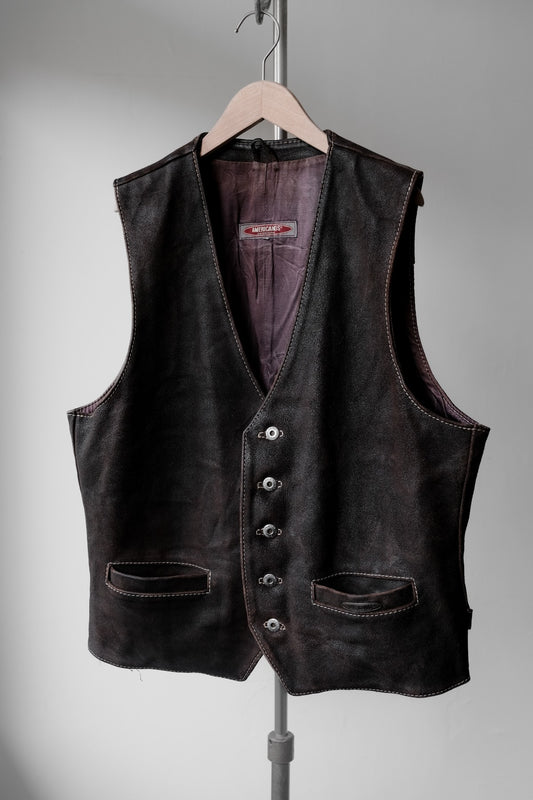 ”AMERICANOS” Vintage Suede Leather Waistcoat Vest 復古真皮麂皮馬甲背心
