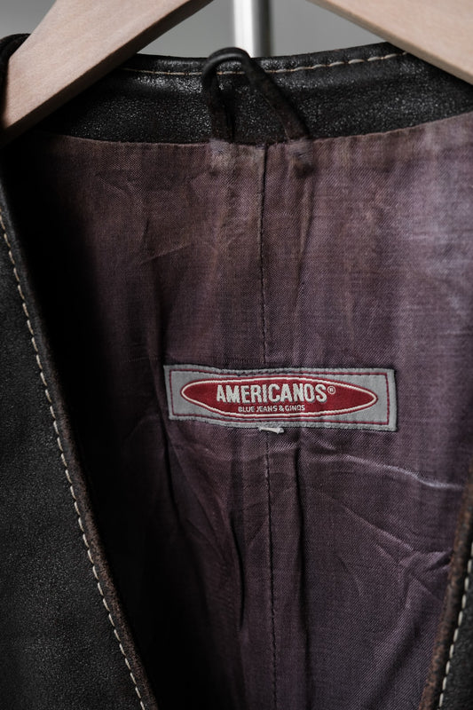 ”AMERICANOS” Vintage Suede Leather Waistcoat Vest 復古真皮麂皮馬甲背心