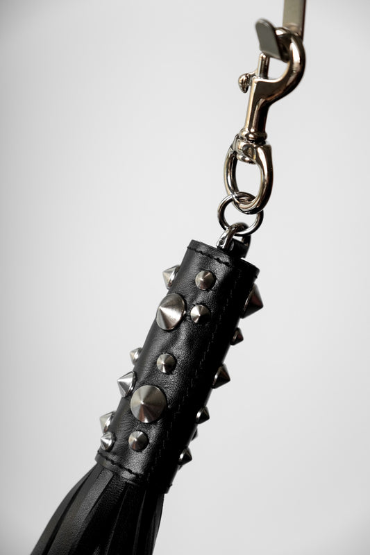 VERSACE Leather Studded Tassel Key Chian 凡賽斯 鉚釘流蘇皮革鑰匙扣 吊飾