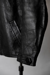 1950s”Akta Getskinn”Germany Vintage Shawl Collar Leather Jacket 德國古著絲瓜領拉鏈皮夾克 格紋內裏