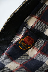 1950s”Akta Getskinn”Germany Vintage Shawl Collar Leather Jacket 德國古著絲瓜領拉鏈皮夾克 格紋內裏