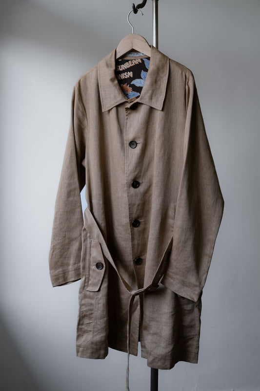 Sasquatchfabrix 12S/S Linen Trench Coat 日本設計師品牌 印花內襯亞麻長版大衣