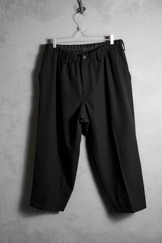 ヨウジヤマモト プールオム ウール クロップドパンツ ヨウジヤマモト メンズ メインライン ウール エラスティック 8ポイント ワイドパンツ
