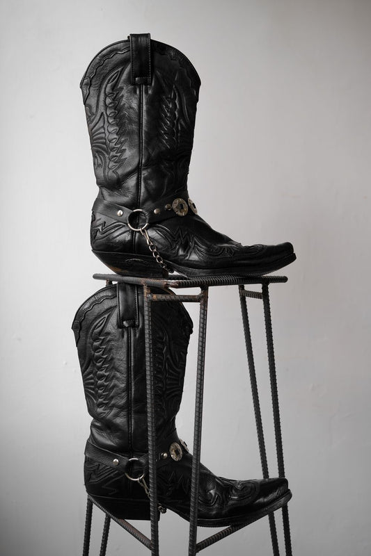 ”SENDRA” Vintage Concho Strap Cowboy Western Boots 復古雕花皮帶銀飾牛仔西部靴