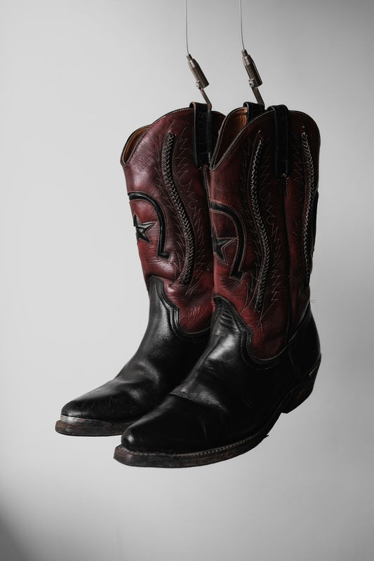 ”LOBLAN” Vintage 2-Tone Cowboy Western Boots 復古雙色雕花牛仔西部靴