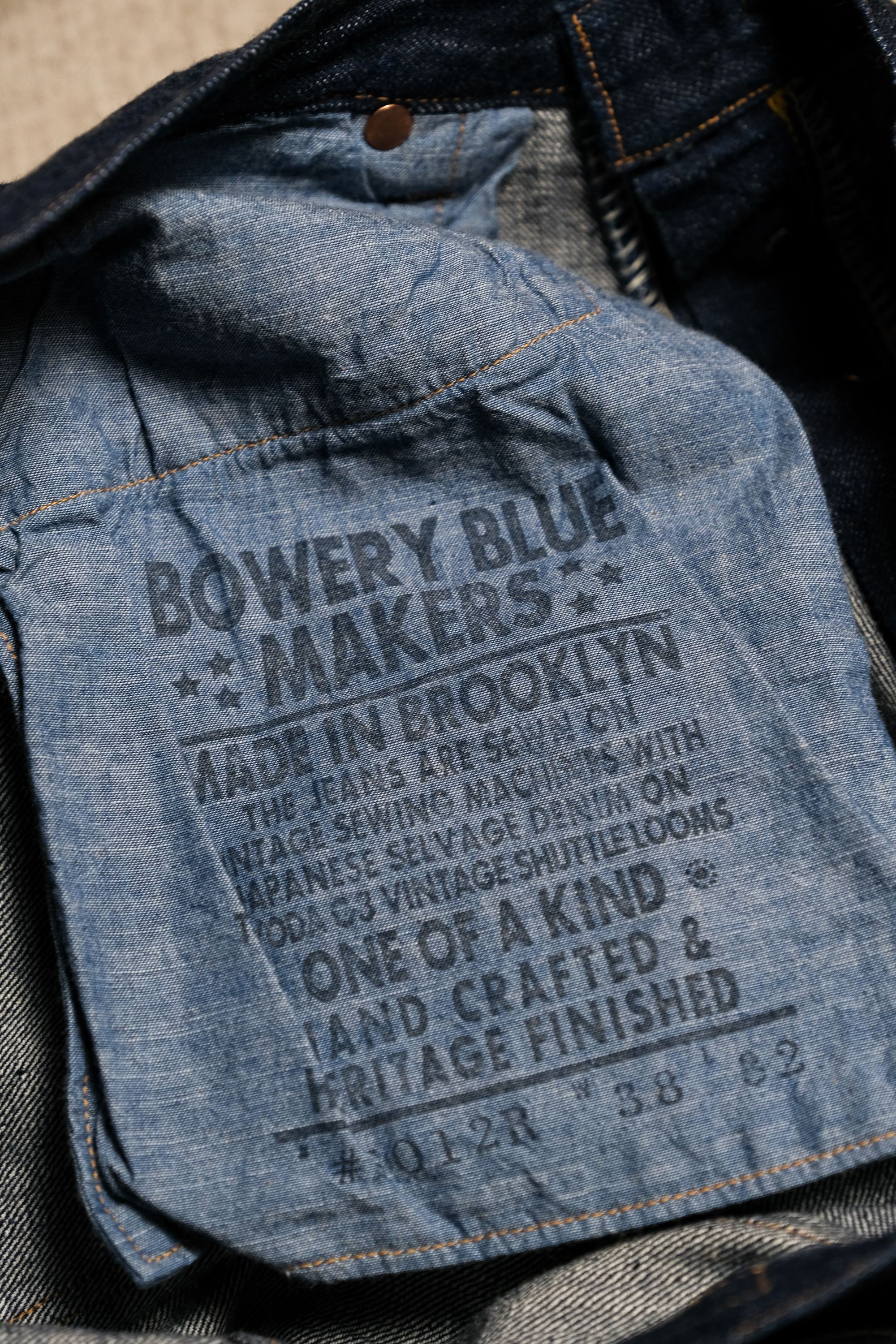 Bowery Blue Makers Selvedge Buckle Denim Jeans Japanese vintage denim  handicraft brand original color selvage denim pants