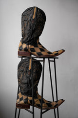 Vintage 2-Tone Argyle Cowboy Western Boots 復古菱格雙色雕花牛仔西部靴