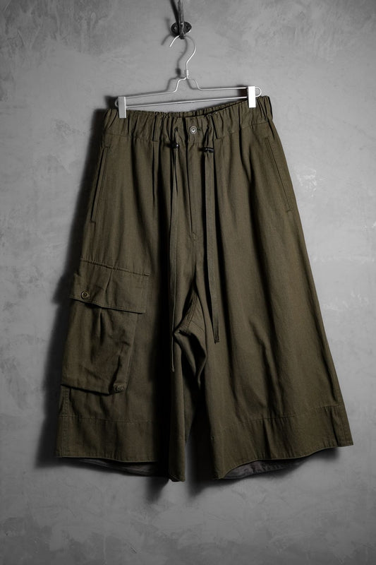 S'YTE Yohji Yamamoto コットンツイル ミリタリーバルーンパンツ ワイドカット ドローストリングショーツ