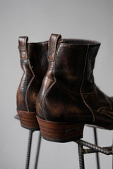 ”SENDRA” Vintage Brass Leather Cowboy Zip Boots 復古古銅色雕花牛仔拉鏈短靴