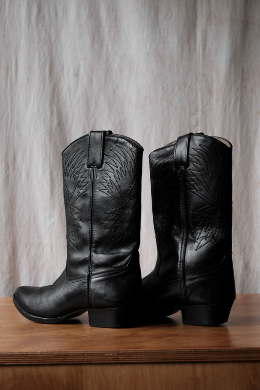 Unknown Brand Leather Cowboy Western Boots復古刺繡牛仔西部靴