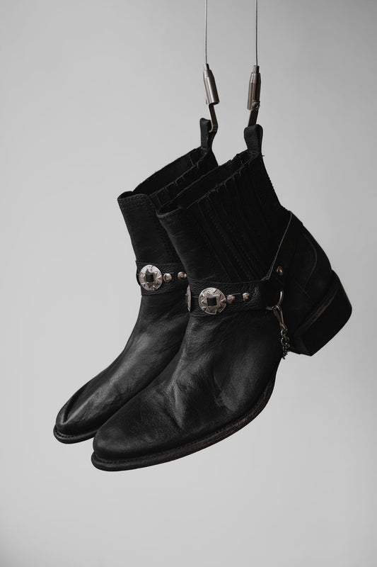 Vintage Concho Strap Leather Chelsea Boots 復古銀飾皮帶切爾西靴