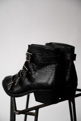 ”PINKO” Buckle Strap Leather Ankle Zip Boots 義大利女裝品牌 金屬皮帶拉鏈踝靴