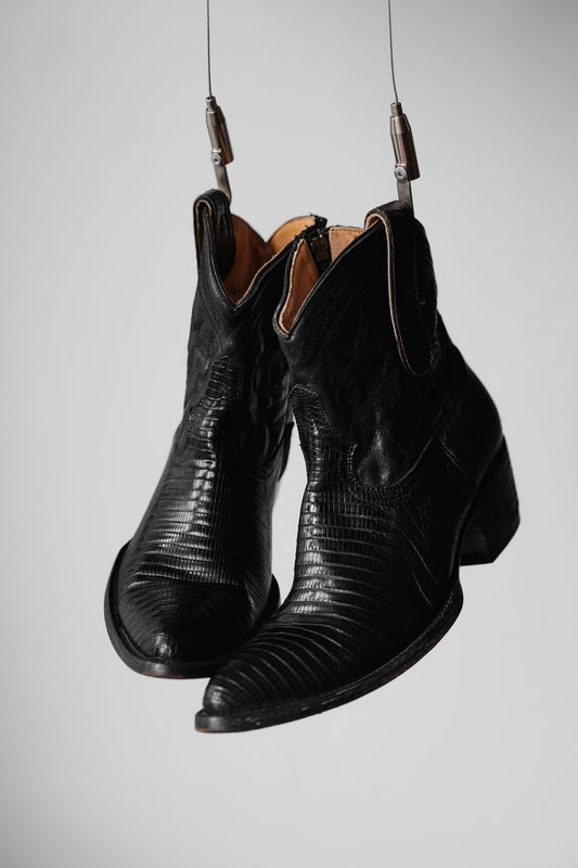 Vintage Leather Cowboy Zip Boots 復古雕花牛仔拉鏈西部靴
