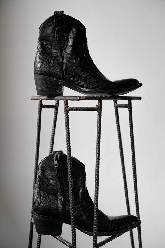 Vintage Leather Cowboy Zip Boots 復古雕花牛仔拉鏈西部靴