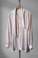 Christian Dior Vintage Scarf Collar Sheer Jacquard Silk Shirt 迪奧 絲巾領提花透膚襯衫