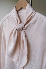 Christian Dior Vintage Scarf Collar Sheer Jacquard Silk Shirt 迪奧 絲巾領提花透膚襯衫