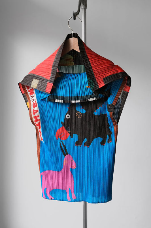 PLEATS PLEASE ISSEY MIYAKE 1999s Animal Print Pleated Cut &Sew 三宅一生副線 動物印花皺摺背心
