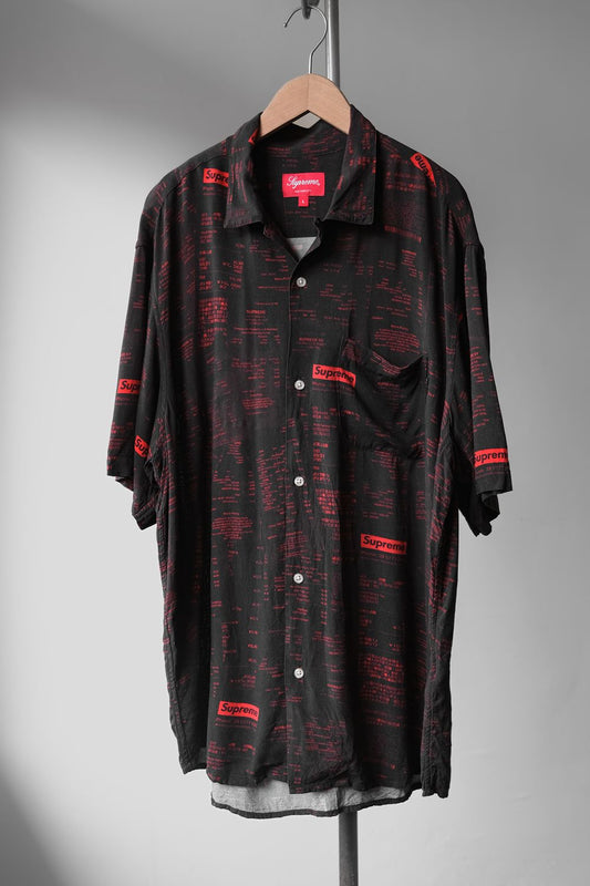 Supreme F/W20 Receipts Rayon S/S Shirt&nbsp;Black 滿版收據印花人造絲襯衫