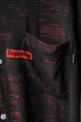 Supreme F/W20 Receipts Rayon S/S Shirt&nbsp;Black 滿版收據印花人造絲襯衫