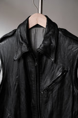 Number (N)ine 05S/S Leather Sleeveless Long Rider Vest Takahiro Miyashita Long Leather Motorcycle Vest riri zipper