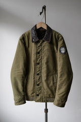 WACKO MARIA N-1 Deck Jacket Leather Collar Studded&amp;Patch Leather Collar Studded&amp;Patch Navy Deck Jacket WALDES Zipper
