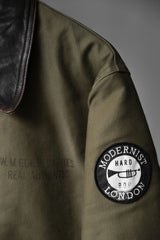WACKO MARIA N-1 Deck Jacket Leather Collar Studded&amp;Patch Leather Collar Studded&amp;Patch Navy Deck Jacket WALDES Zipper