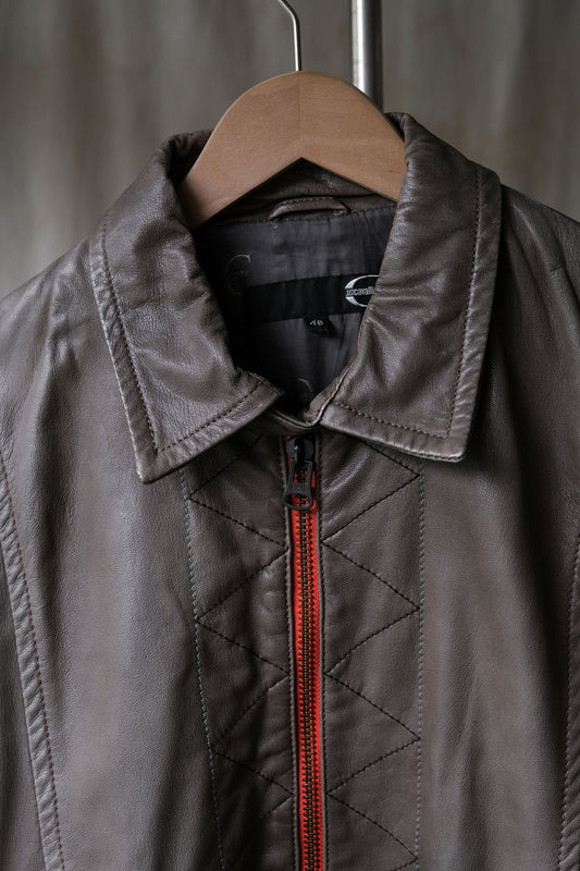 Just Cavalli Zip Leather Jacket 義大利設計師品牌 拉鏈皮衣夾克