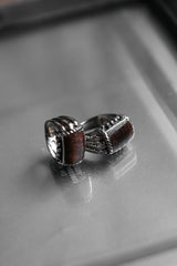 Vintage Wood Inlay 925 Sterling Silver Chunky Ring 木鑲嵌925純銀寬版戒