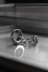 Wood Emblem Retro Block 925 Sterling Silver Ring 復古木片方塊925純銀戒