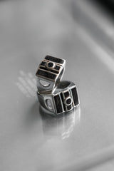 Wood Emblem Retro Block 925 Sterling Silver Ring 復古木片方塊925純銀戒