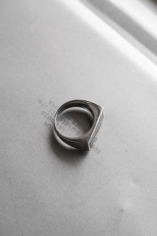 Modern Geometry Wood Inlay 925 Sterling Silver Ring 現代幾何木鑲925純銀戒