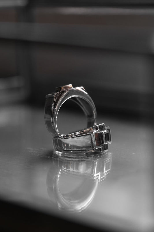 Wood Cross Block 925 Sterling Ring 木質十字方塊925純銀戒