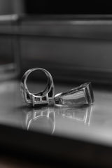 Triple Wood Bar 925 Sterling Silver Ring 三段木質條形幾何925純銀戒
