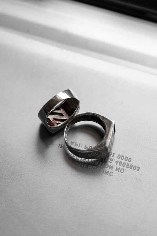 Geometric Wood Panel 925 Sterling Ring 幾何木面925純銀戒