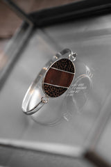 Mixed Panel 925 Sterling Silver Wood Bracelet 木皮拼接橢圓面板925純銀手環
