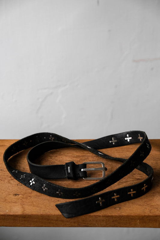 M.A+ by Maurizio Amadei Silver Cross Leather Belt 義大利工匠品牌 十字架鑲嵌皮帶