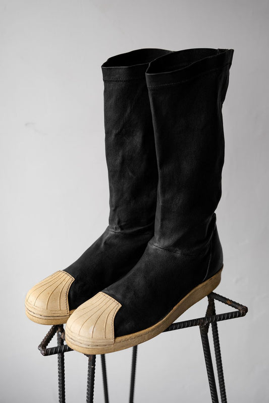 Rick Owens × Adidas 2015SS Superstar Leather Sock Boots 愛迪達聯名款 貝殼頭牛皮襪套高筒靴