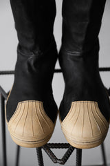 Rick Owens × Adidas 2015SS Superstar Leather Sock Boots 愛迪達聯名款 貝殼頭牛皮襪套高筒靴