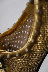 GUCCI by Alessandro Michele 2016SS Golden Leather Woven Spike Oxford Shoes 編織黃金皮革牛津鞋