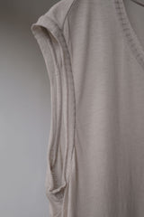 DAMIR DOMA Cotton / Cashmere Long Tank Top 法國設計師品牌 喀什米爾棉混紡 長版開叉背心 米色