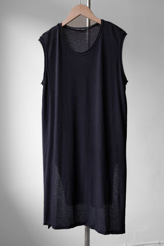 DAMIR DOMA Cotton / Cashmere Long Tank Top 法國設計師品牌 喀什米爾棉混紡 長版開叉背心 深藍