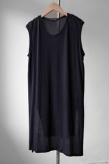 DAMIR DOMA Cotton / Cashmere Long Tank Top 法國設計師品牌 喀什米爾棉混紡 長版開叉背心 深藍