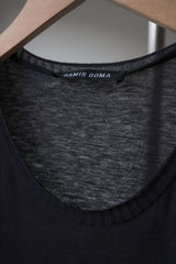DAMIR DOMA Cotton / Cashmere Long Tank Top 法國設計師品牌 喀什米爾棉混紡 長版開叉背心 深藍